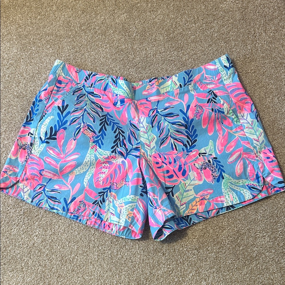 Lilly Pulitzer Pink and Blue Tropical Print Shorts